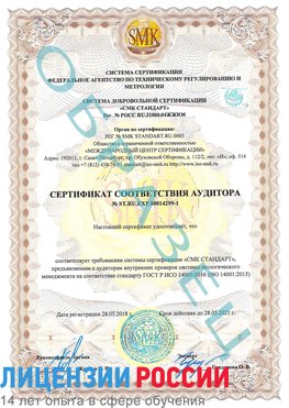 Образец сертификата соответствия аудитора №ST.RU.EXP.00014299-1 Волоконовка Сертификат ISO 14001